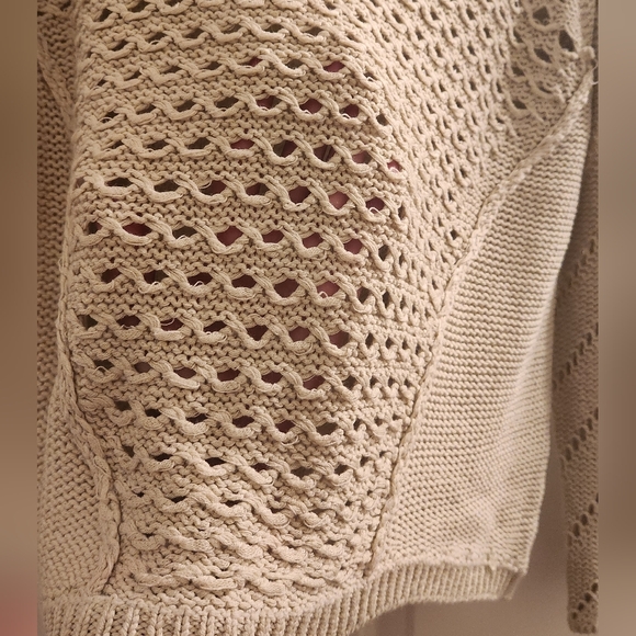 RD Style Cream Cowl Neck Chunky Crochet Sweater - Picture 4 of 7